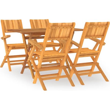 Set da pranzo per mobili da giardino mobili da esterno 5 pezzi in legno massello di teak 020014301