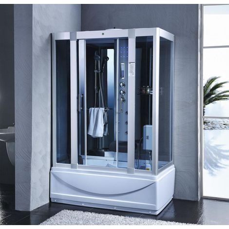 Bagno Italia Box doccia Idromassaggio 135x80 cm con vasca colonna con 6 getti Bagno Turco cromoterapia (1/5)