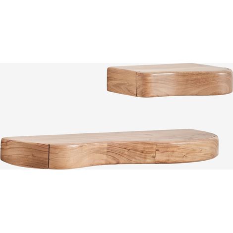 Set de 2 estantes de pared con almacenaje en madera de acacia Nireimi SKLUM