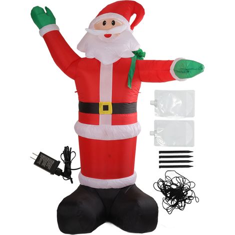 Sapin de Noël gonflable 2,4 m en polyester, avec sac cadeau et lumière LED, décoration de Noël pour jardin et maison, 100-240 V (1/5)