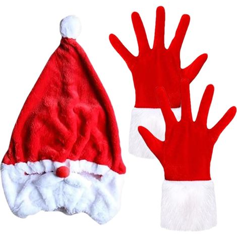 Couvre Chef de Moto du P re No l en Peluche p no avec Gants (1/5)