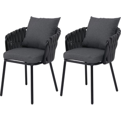 Lot de 2 chaises de jardin en aluminium HWC-P89, fauteuils de jardin, chaise d'extérieur, tissu/text (1/2)