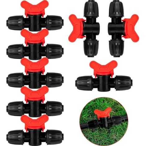 pièces - Accessoires d'irrigation Vanne d'irrigation anti-goutte - Vanne marche/arrêt à ardillon verrouillable - Raccordement tuyau 8/12 mm - 9,5 × 5,7 cm - Noir