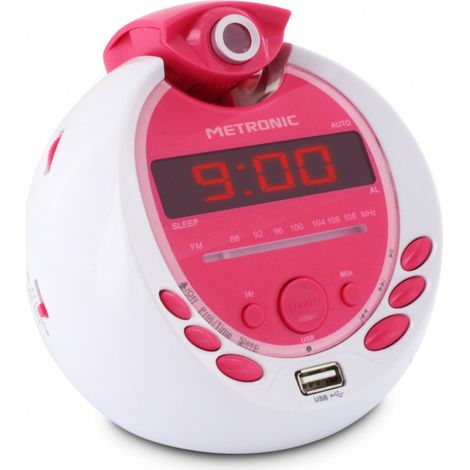 Radio-réveil Pop Pink FM projection double alarme avec port USB (1/5)
