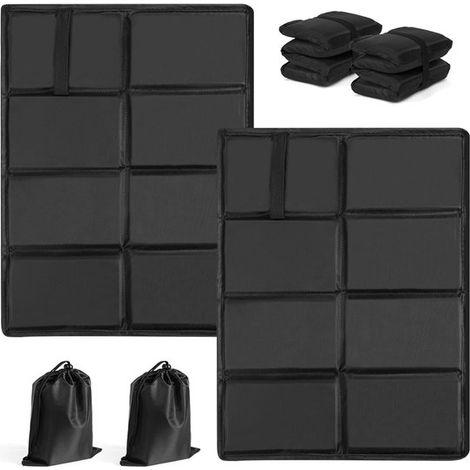 Cojín para asiento - Cojín para exteriores - Asiento cómodo - Impermeable y térmico - 2 piezas - Negro (1/5)