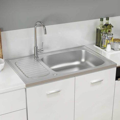 Fregadero de cocina con escurridor acero inox 800x500x155 mm