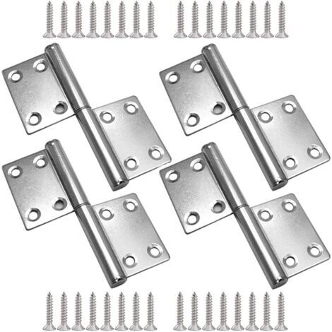 4 Pièces Charnières de Porte en Acier Inoxydable Charnières Amovibles Charnieres Meubles Pliantes Charniere Cabinet Charnières Paumelle Pour Porte Charnière avec 32 vis pour Fenêtre Placard (1/5)
