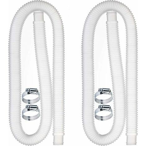 Tuyau de Remplacement pour Piscine, Accessoires de Tuyau de Pompe À Filtre avec 4 Clips Métalliques, Tuyau de Piscine Long de 59x1,25 Pouces pour Pompe, Accessoires de Piscine