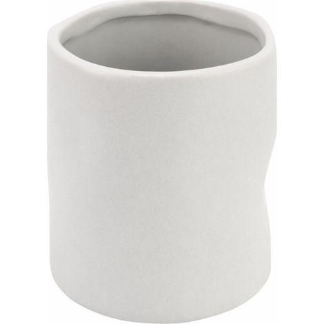 Gobelet pour dentifrice en faïence robuste, idéal aussi pour les brosses à maquillage ou comme porte-plume, design minimaliste dans un ton beige discret, 8,3 x 10 cm (1/5)