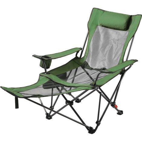 Mophorn Sedia da Campeggio Reclinabile, 4 Posizioni Regolabili, Sdraio Pieghevole Portatile per Adulti, in Tessuto Traspirante con Poggiapiedi e Poggiatesta, Supporta 99,8 kg, Ideale per Patio, Verde (1/5)