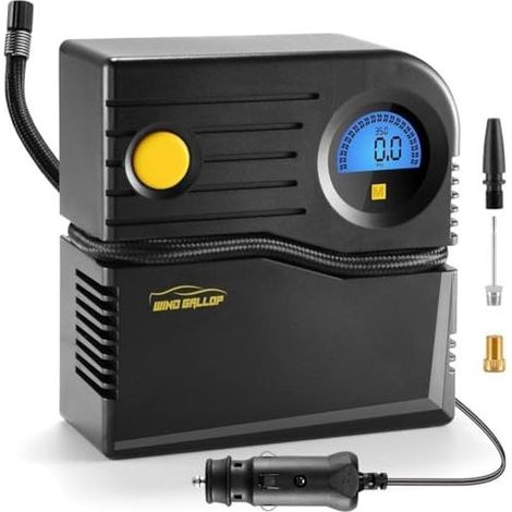 12V Mini-Luftkompressor für Autoreifen, tragbar, elektrisch, mit Zigarettenanzünder-Anschluss, für Fahrräder, mit Manometer und Ventiladaptern (Blau) Blau - (1/5)