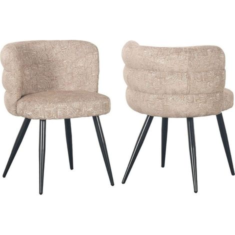 BOBOCHIC - Lot de 2 chaises SOLEA tissu à motifs Beige (1/4)