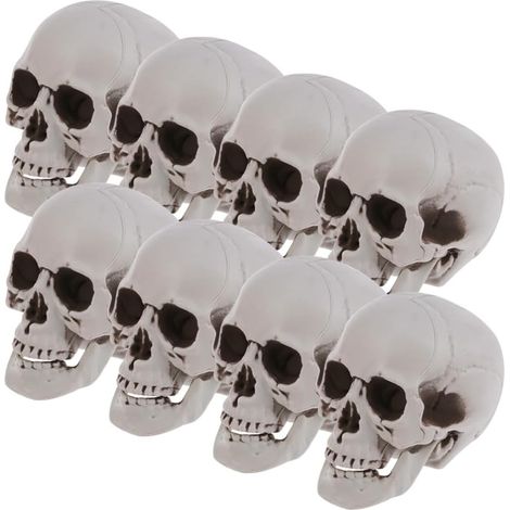 Teschi realistici, 8 pezzi, decorazione di Halloween per interni ed esterni, in plastica leggera (1/5)