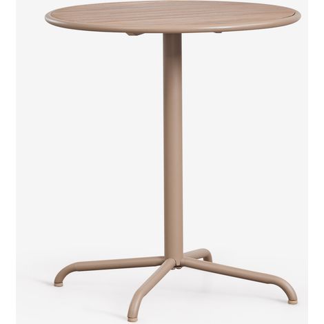 SKLUM Runder Gartentisch Ø65 cm aus Stahl und Akazienholz Tilda Moka Braun