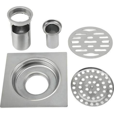 FoctroKit de Drain de Douche Carré 4,3 pouces en Acier Inoxydable Anti-colmatage Drain de Sol sans Odeur pour Tuyau de 50 mm 75 mm Salle de Bain Blanchisserie, Siphonnette grille/cadre inox, Drain d (1/5)