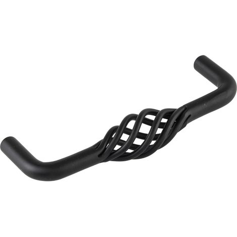 Möbelgriff Cage LA 96mm, Breite 104mm rustikaler Griff, Stahl schwarz matt (1/3)