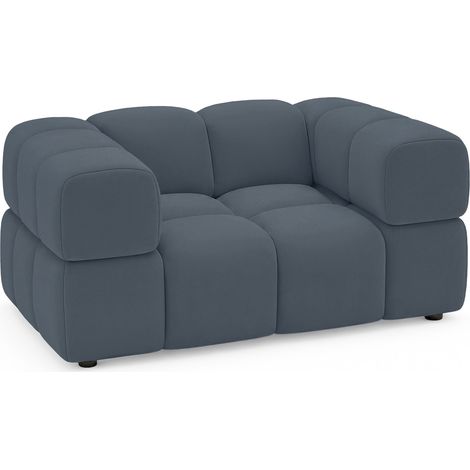Selsey Hollme - Fauteuil coque - 150 cm - velours Bleu clair (1/5)