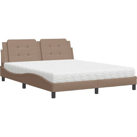 Maison Exclusive - Bett mit Matratze "Zadar" Cappuccino-Braun 160 (1/5)