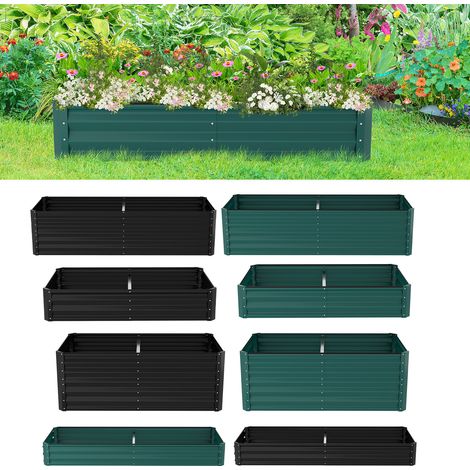 SWANEW Fioriera rialzata 240x90x60 cm Vaso da giardino in metallo zincato con base aperta per la coltivazione di ortaggi, fiori, erbe e piante grasse in giardino, terrazza, patio e balcone Verde (1/5)