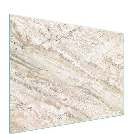 Plaque de protection en verre pour poêle 70x52 marbre (1/5)