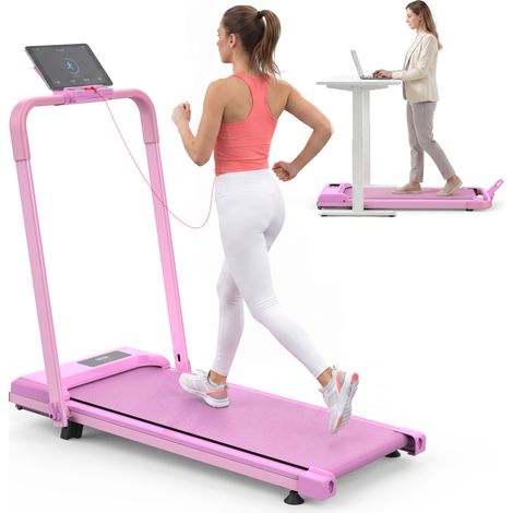 Cinta de correr plegable 3 en 1 con inclinación, 120 kg, rosa, HOMVRA (1/4)