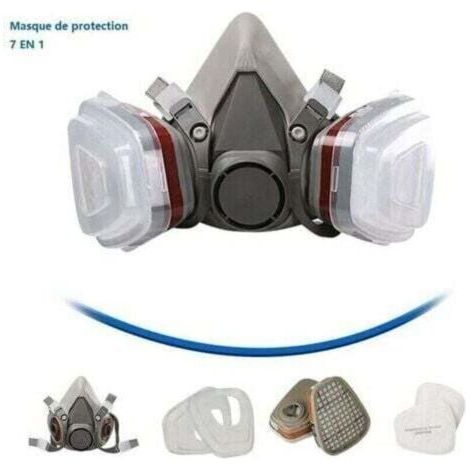 Maschera protettiva 7 in 1, maschera da pittore, riutilizzabile, con filtro antipolvere, maschera antigas con filtro aerosol, per pittura, lavori manuali, manipolazione di sostanze chimiche e progetti