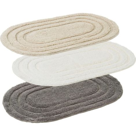 Set de 3 Tapis de Bain Coton Ovales - Longueur 63cm