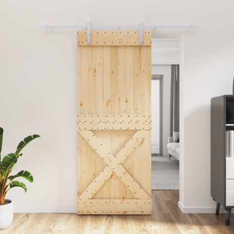 Puerta corredera con herrajes madera maciza de pino 85x210 cm vidaXL (1/5)