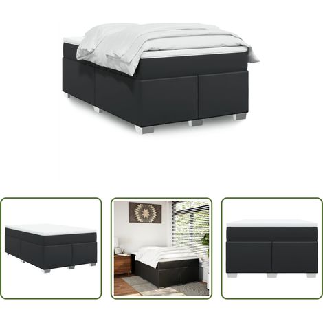 Matelas à ressorts ensachés - Sommier à lattes de lit avec matelas noir 120x190 cm similicuir (1/5)