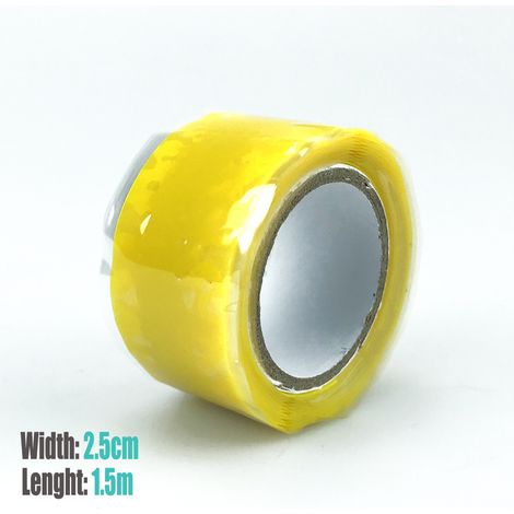 Ruban de silicone jaune de 1,5 mètre Ruban adhésif en silicone résistant aux hautes températures et à la haute pression pour la réparation des tuyaux d'arrosage, ruban isolant en silicone et réparatio (1/5)
