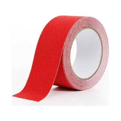 Bande Antidérapante Escalier,Ruban Antidérapant Adhésif,Ruban Autocollant Anti-Dérapante,Bande Sécurité Antidérapant,Aux Escaliers Intérieurs et Extérieurs,Imperméable 2,5cm×10m Rouge (1/5)