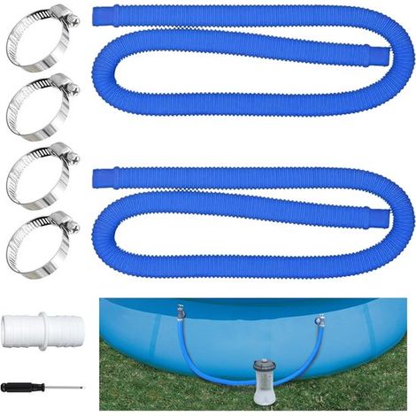 Tubo per piscina in 2 pezzi - Tubo per piscina fuori terra - Tubi di ricambio con fascette metalliche per piscine (1/5)