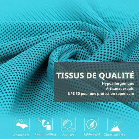 4 serviettes rafraîchissantes 101.6x30.5cm, microfibre, sport/course/gym/camping/fitness.