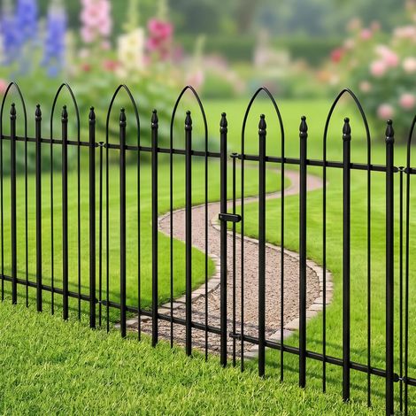 Clôture de Jardin décorative en métal- 81 H 61 L cm 4 Panels+1 Porte - Clôture Pliante pour Chien, Animal de Compagnie, Parterre de Fleurs, Cour, barrière pour Animaux (1/5)