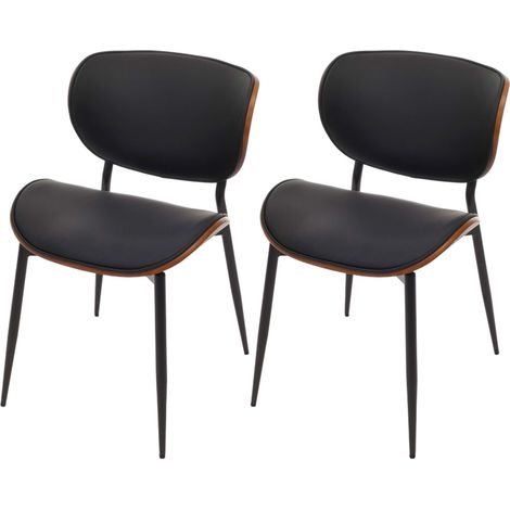 Lot de 2 chaises de salle à manger HWC-O45 chaise bois courbé similicuir 280g/m2 ko-Tex MVG - aspect noyer noir (1/2)