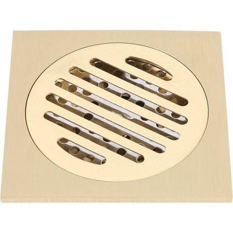 Or - Siphon de douche carré en laiton en acier inoxydable carré résistant aux odeurs de sol de salle de bain grand 4 x 4 pouces (1/5)
