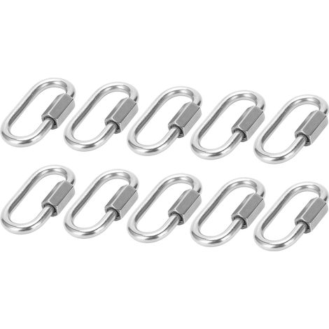 Lot de 10 mousquetons filetés à maillons rapides M5 pour hamac, camping et remorque