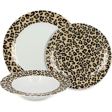 Service de table 36 pièces en porcelaine, LEOPARD