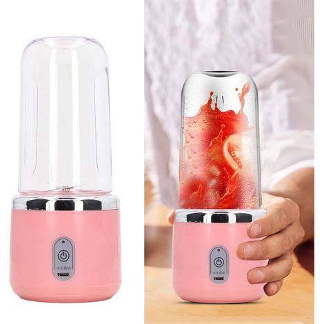 Tragbarer, wiederaufladbarer und kompakter Saftbecher für den Heimgebrauch, ideal für Studenten, vollautomatisch und multifunktional, pink, sechs Klingen/ein Deckel. (1/5)