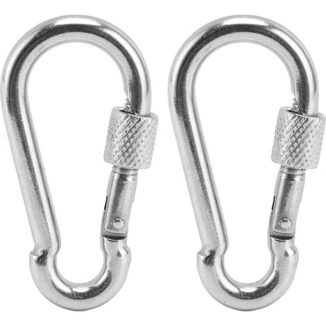 Lot de 2 mousquetons à ressort en acier inoxydable 316, accessoires de sécurité pour gréement, diamètre 6 x 60 mm