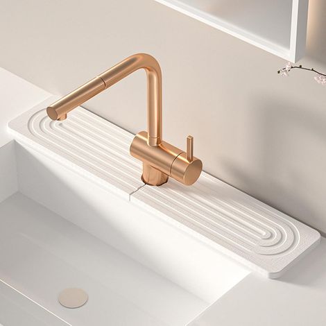 Contour de Robinet Absorbant, Tapis de Robinet pour Evier de Cuisine 40 x 10 CM, Pierre Absorbante Evier, Tapis Anti Eclaboussure Evier Super Absorbant Empêche L'accumulation D'humidité (1/5)