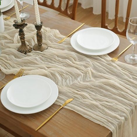 Camino de mesa,90300cm,Decoración de mesa bohemia,Decoración de mesa rústica,Decoración de boda,baby showers y fiestas,beige (1/5)