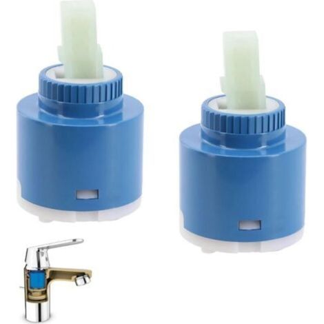 Cartouche en Céramique 35MM, 2 Pièces Cartouche Céramique, 35MM Cartouche Robinet, Cartouche de Rechange en Céramique pour Mélangeur, Adapté Au Robinet De Cuisine Et Au Robinet De Lavabo (1/5)