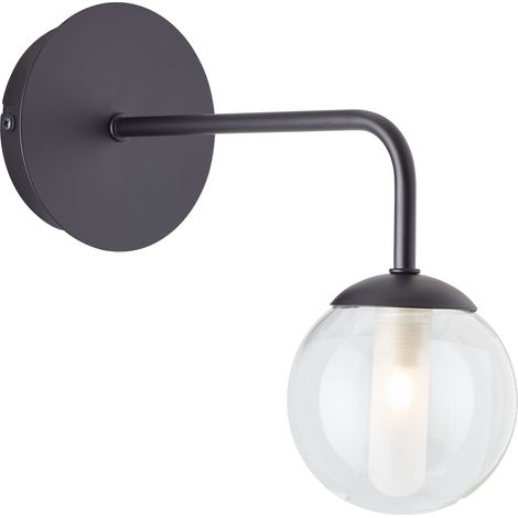 Brilliant Lampe Gitse Wandleuchte schwarz/transparent Metall schwarz 1x QT14, G9, 20 W