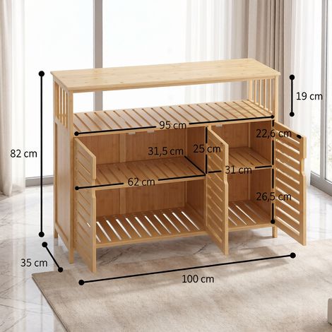 Meuble de rangement moderne à portes lamellées, commode spacieuse pour penderie, meuble de stockage polyvalent avec étagères (1/5)