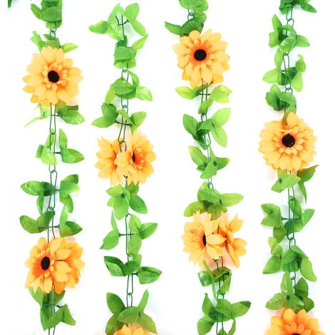 Tournesol artificiel suspendu en plastique, fleurs et feuilles, plante, décoration pour la maison et les mariages (1/5)