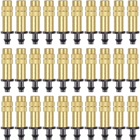 30 pezzi Ugello atomizzatore regolabile in rame per irrigazione a goccia 4/7 mm Micro irrigatore atomizzato Attrezzatura per irrigazione Raffreddamento Giardino Serra Ortaggi