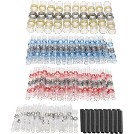 250 pièces connecteur de fil de joint de soudure étanche, connecteurs bout à bout thermorétractables bornes Kit d'épissures isolées électriques pour le travail électrique automatique de bateau marin (1/5)