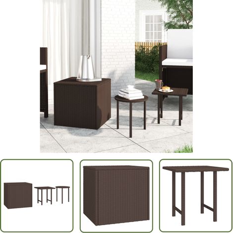 The Living Store Tables d'appoint 3 pcs marron résine tressée - Table Basse - Table D'appoint - Ensemble De Tables - Mobilier De Jardin - Décoration Extérieure (1/5)