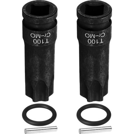 2 Pièces Douille Hexagonale À Choc, Douille Torx T100 À Embase 1/2" Pour Percussion À 6 Points En Acier CR-MO Avec Goupille Et Joint Torique Pour Perceuses, Ateliers Et Adaptateurs (1/5)